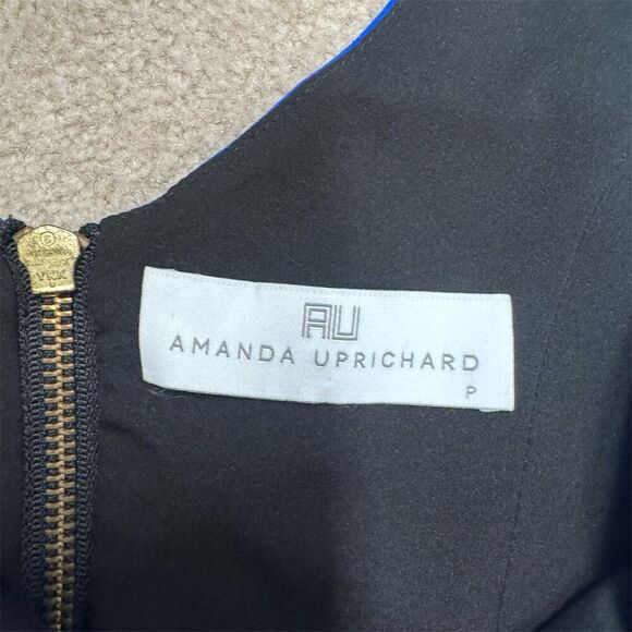 EUC Amanda Uprichard Women's Blue Silk Mini Dress Size XS/P V-Neck Zip Closure - Picture 5 of 6